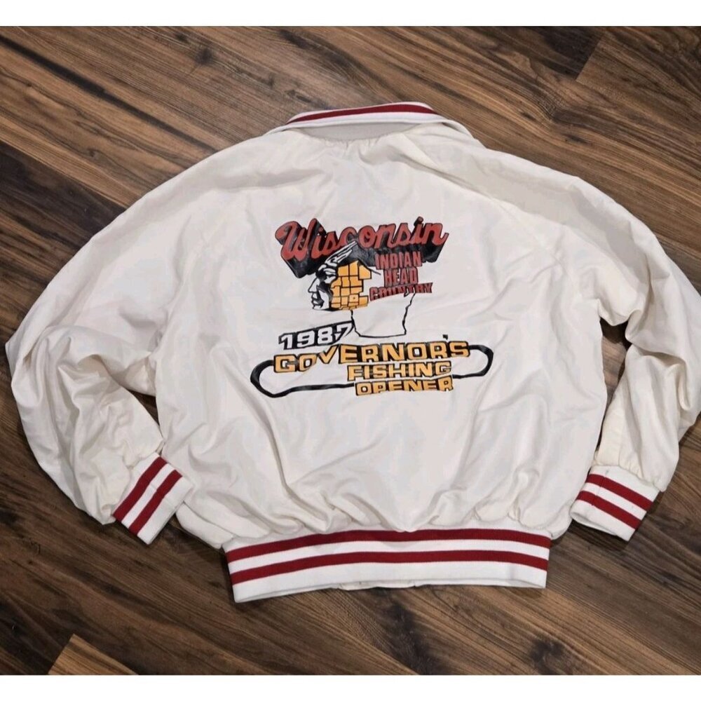 Vtg 1987 Wisconsin Governors Fishing Opener Jacket King Louie Pro Fit USA M